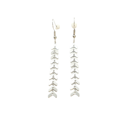 earrings steel silver long leaf1
